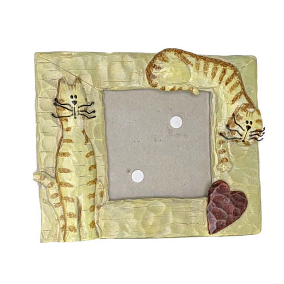 Connoisseur Picture Frame Cats Holds 3.5 x 3.5" Photo Glass Hard Resin - Picture 1 of 4